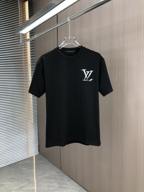 レディース ルイヴィトン tシャツ 新作コピー 柔らかい 純綿 トップス 短袖 ゆったり 男女兼用 ブラック