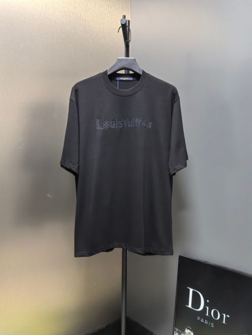 レディース ヴィトンtシャツスーパーコピー シンプル 綿100％ 半袖トップス ゆったり ブラック
