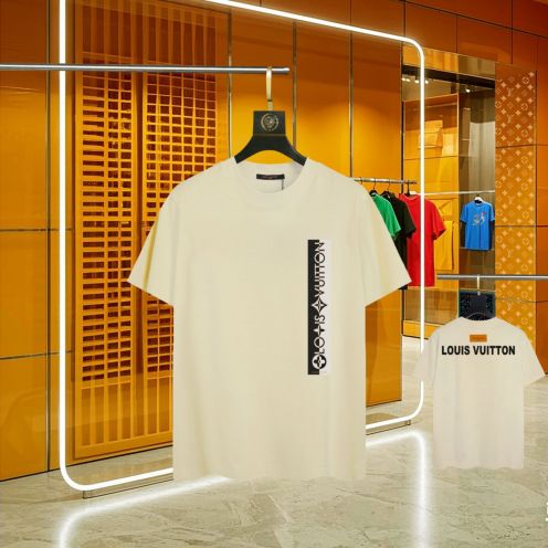 爆買いで大得価のルイヴィトン ロングtシャツＮ級品 シンプル 純綿 半袖トップス ゆったり 杏色