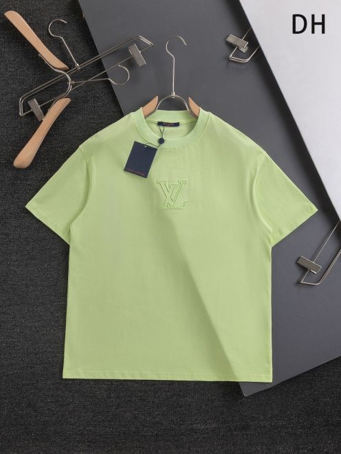ルイヴィトンtシャツコピー 純綿 トップス 半袖 プリント 心地よい着用感 イエロー