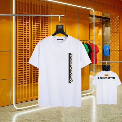 爆買いで大得価のルイヴィトン tシャツ タグ偽物 シンプル 純綿 半袖トップス ゆったり ホワイト