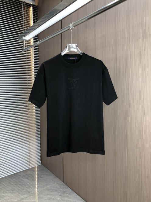 最新到着‼ルイヴィトンt シャツ偽物 柔らかい 純綿 トップス 短袖 ゆったり 男女兼用 ブラック