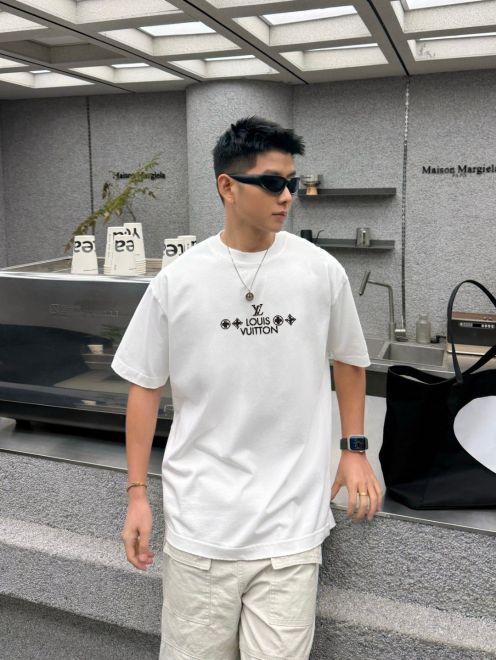 メンズ ルイヴィトンtシャツスーパーコピー 純綿 トップス 半袖 プリント ホワイト
