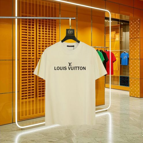 ルイヴィトン レディース t シャツコピー シンプル Tシャツ 柔らかい 純綿 半袖トップス ゆったり 杏色