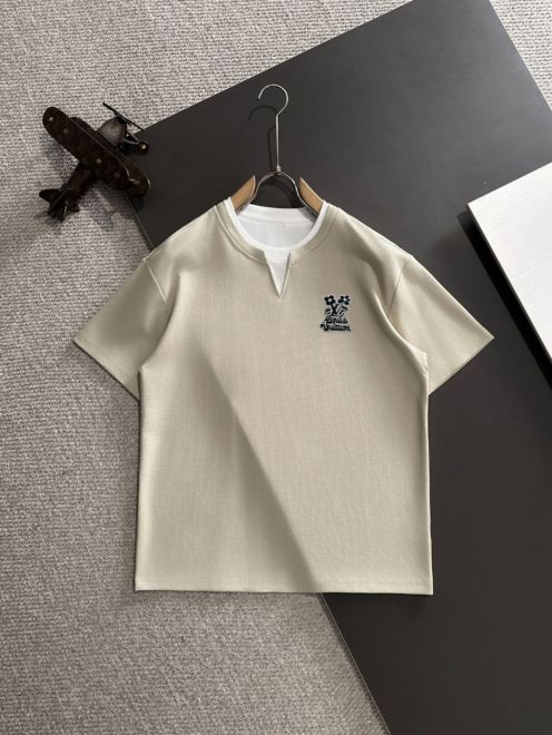 夏新作 レディース ルイヴィトン tシャツスーパーコピー シンプル 純綿 半袖トップス ゆったり ベージュ色
