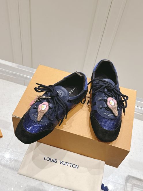 バレエ風 ルイヴィトン スニーカー 8コピー カップルシューズ Sneakerina 優雅 男女兼用 ブルー