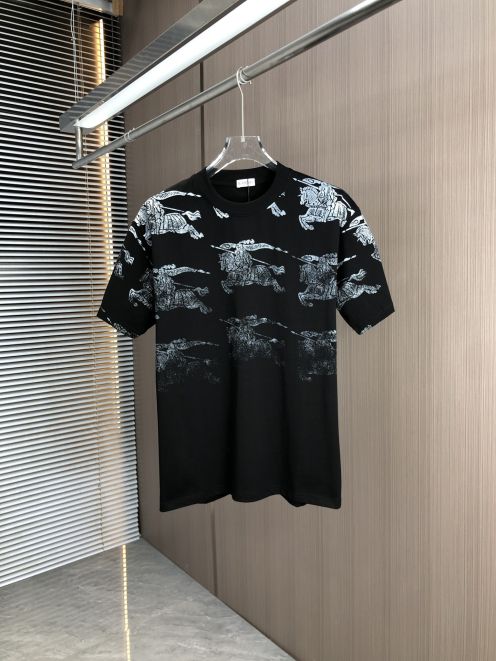 burberry ロゴ シャツスーパーコピー プリント 純綿Ｔシャツ トップス ゆったり 男女兼用 シンプル ブラック