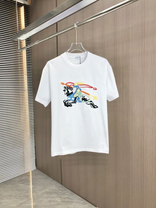大販売 burberry ロゴ t シャツコピー プリント 純綿 トップス ゆったり 男女兼用 シンプル ホワイト