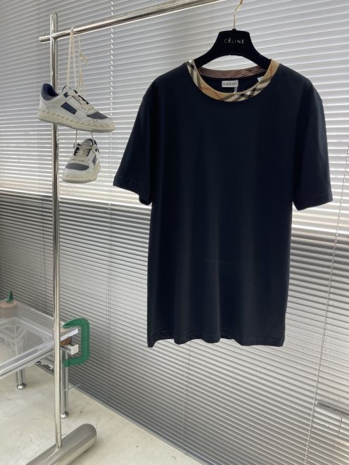 バーバリー t シャツ 値段スーパーコピー シンプル 100％綿 トップス ゆったり ブラック