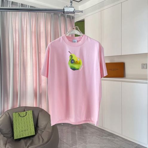 burberry t シャツ キッズ偽物 個性プリント 純綿 トップス ゆったり 男女兼用 ピンク