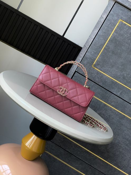 激安 シャネルバッグ 店舗スーパーコピー レザー 牛革 ハンドバッグ 優雅 チェーンバッグ ローズレッド