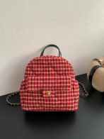 シャネルバッグ 補修コピー レザー 本革 格子模様 バックバッグ 眩しい レッド
