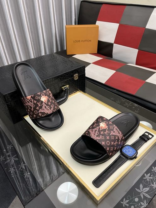 LV セール開催中 ヴィトン サンダル ウィメンズコピー スリッパ  カジュアル ゆったり ブラウン