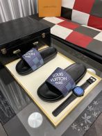 ルイヴィトン サンダル オレンジ メンズコピー スリッパ  カジュアル 室内 格子模様 ブルー