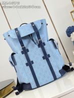 ルイヴィトンバッグ 黒スーパーコピー プリント 牛革 ゆったり バックバッグ レザー ブルー