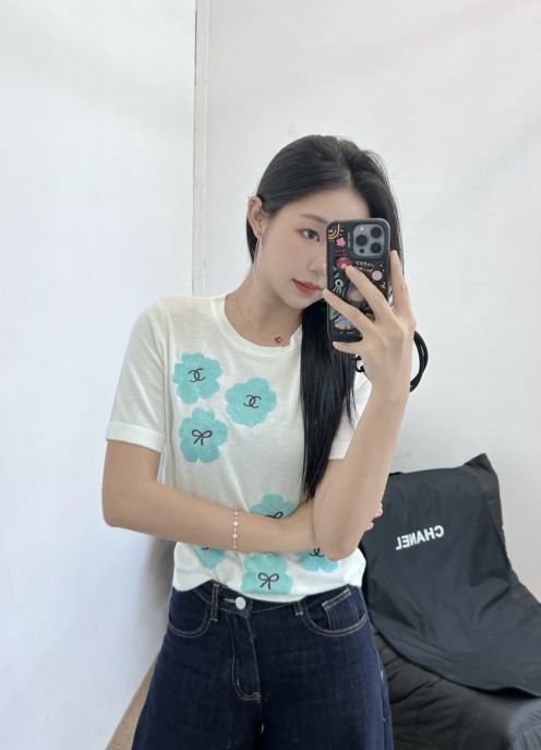 chanel ボーダー t シャツコピー シンプル 柔軟 トップス 短袖 100％綿 プリント 2色可選