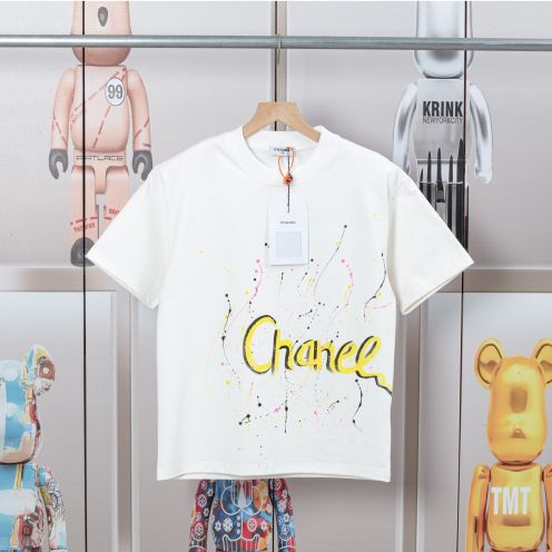 chanel t シャツコピー プリント 柔軟 トップス 短袖 純綿 シンプル ホワイト