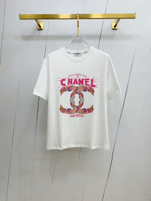 人気 レディース シャネル t シャツコピー プリント 柔軟 トップス 短袖 純綿 シンプル ホワイト