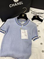 高級感 chanel t シャツスーパーコピー 柔軟 ニット素材 トップス 半袖 シンプル ブルー