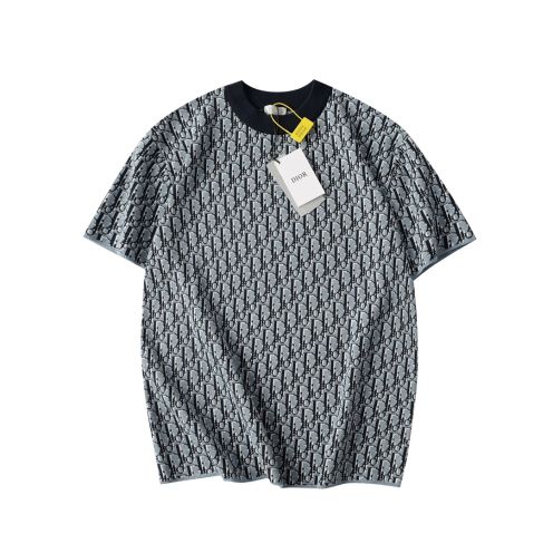メンズ ディオールtシャツコピー 短袖 トップス  純綿 シンプル 花柄 ブルー