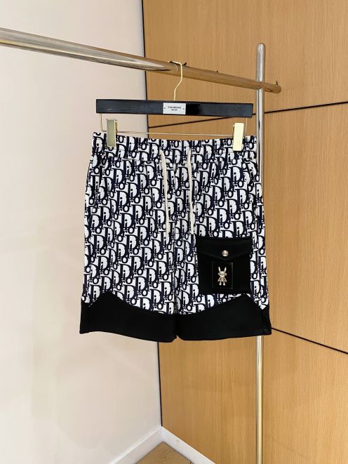 ディオールパンツ偽物 ショットズボン 綿 スポーツ カジュアル 花柄 メンズ ブラック