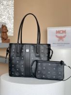 mcm ラッピングＮ級品 優雅レディ エムシーエム 牛革 トート ハンドバッグ 両面 ブラック  