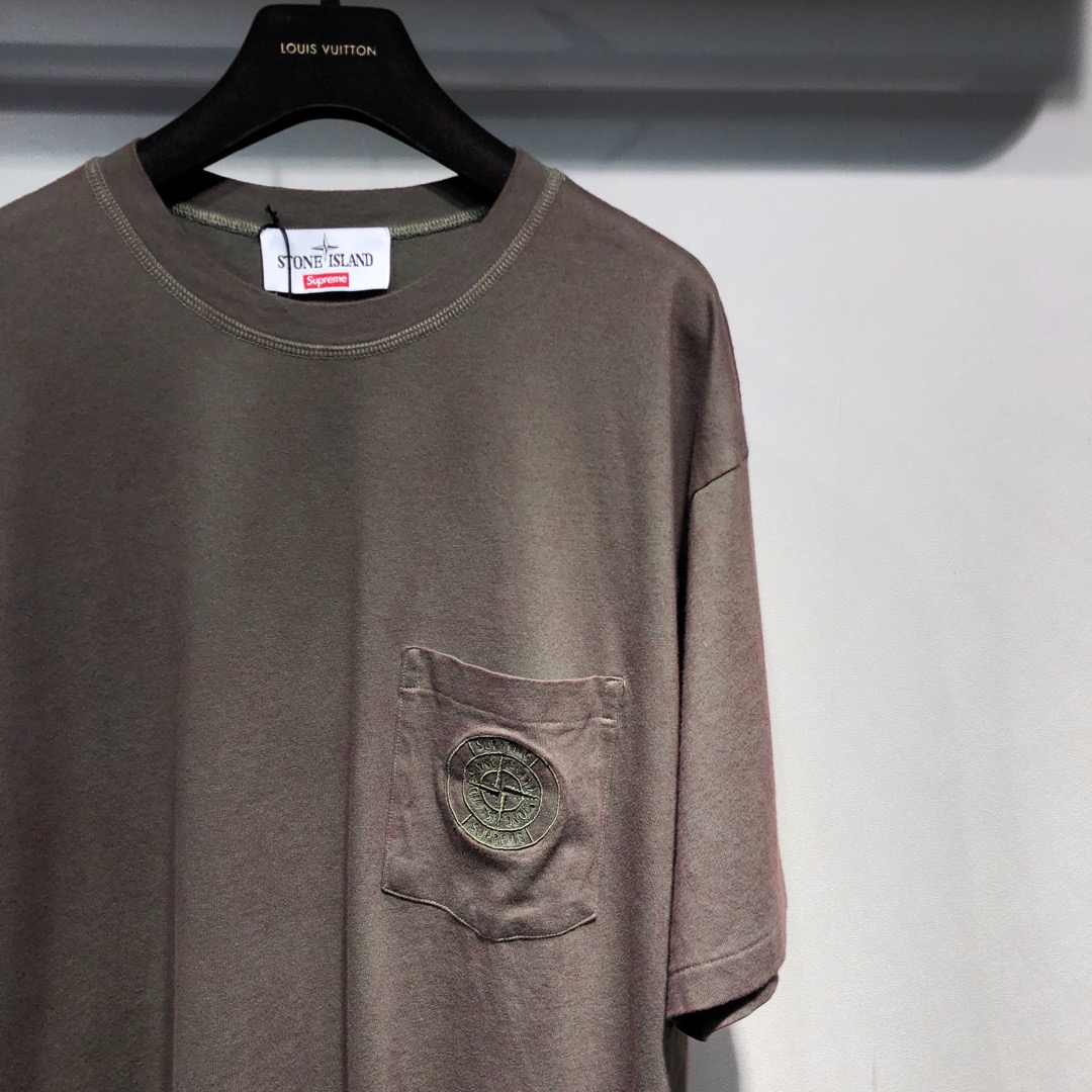 ストーン アイランド ロング t シャツ偽物 半袖Tシャツ 純綿 シンプル 夏新作 ゆったり ブラウン_2