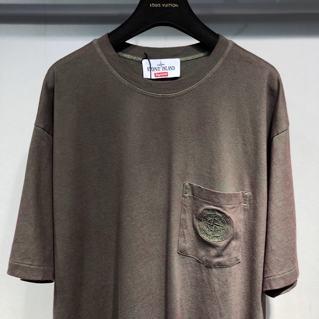 ストーン アイランド ロング t シャツ偽物 半袖Tシャツ 純綿 シンプル 夏新作 ゆったり ブラウン_5