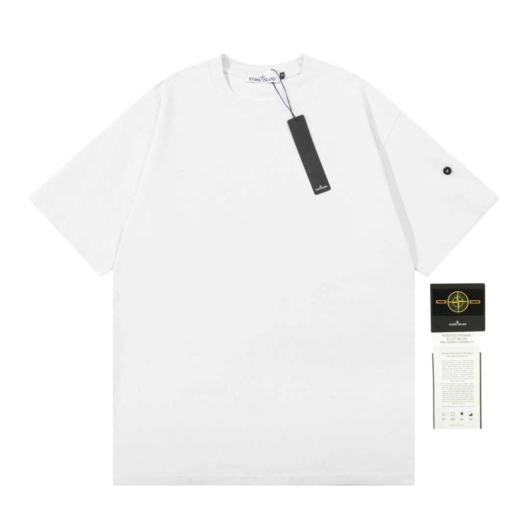 ストーン アイランド ロング t シャツ偽物 半袖Tシャツ 純綿 シンプル 4色可選 ホワイト_2