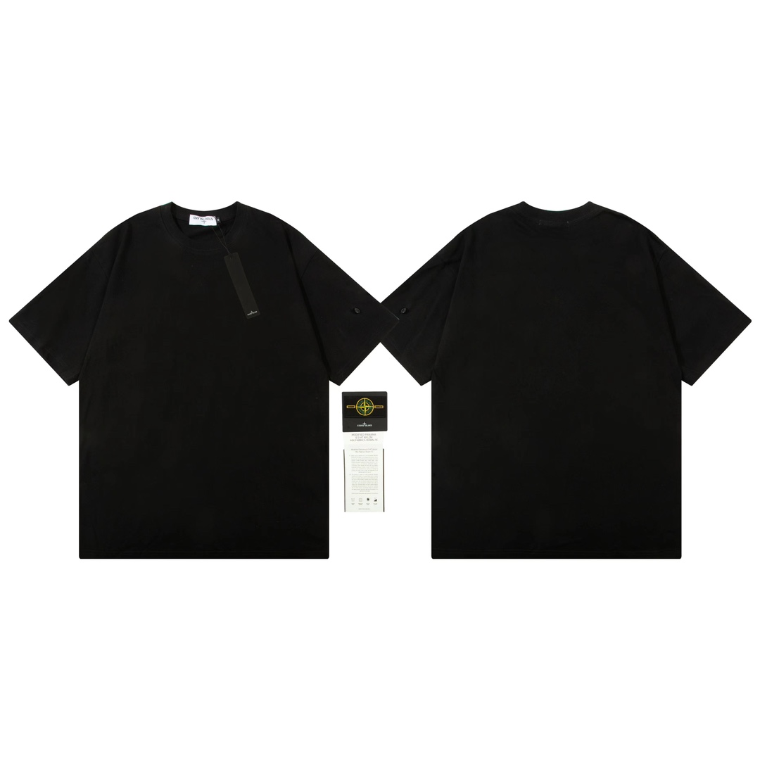ストーン アイランド t シャツスーパーコピー 半袖Tシャツ 純綿 シンプル 4色可選 ブラック_1