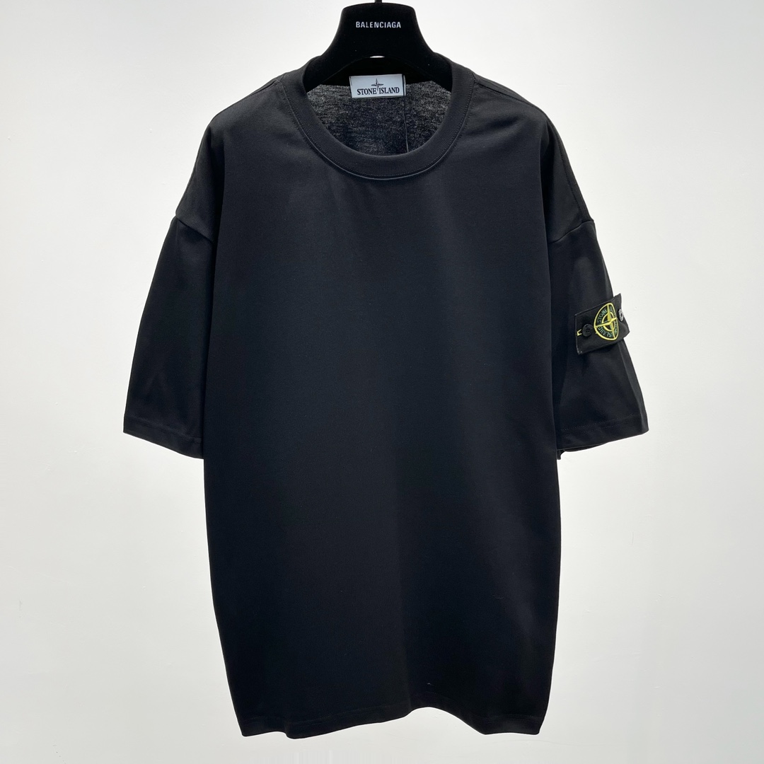 stone island t シャツコピー 半袖Tシャツ 純綿 シンプル 夏 新品 ゆったり 男女兼用 ブラック_1