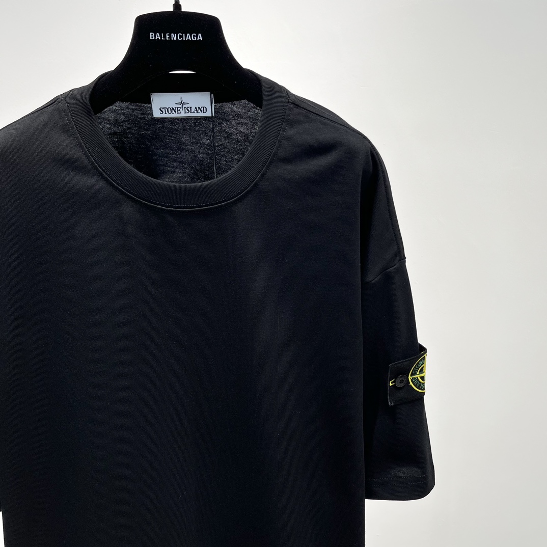 stone island t シャツコピー 半袖Tシャツ 純綿 シンプル 夏 新品 ゆったり 男女兼用 ブラック_3