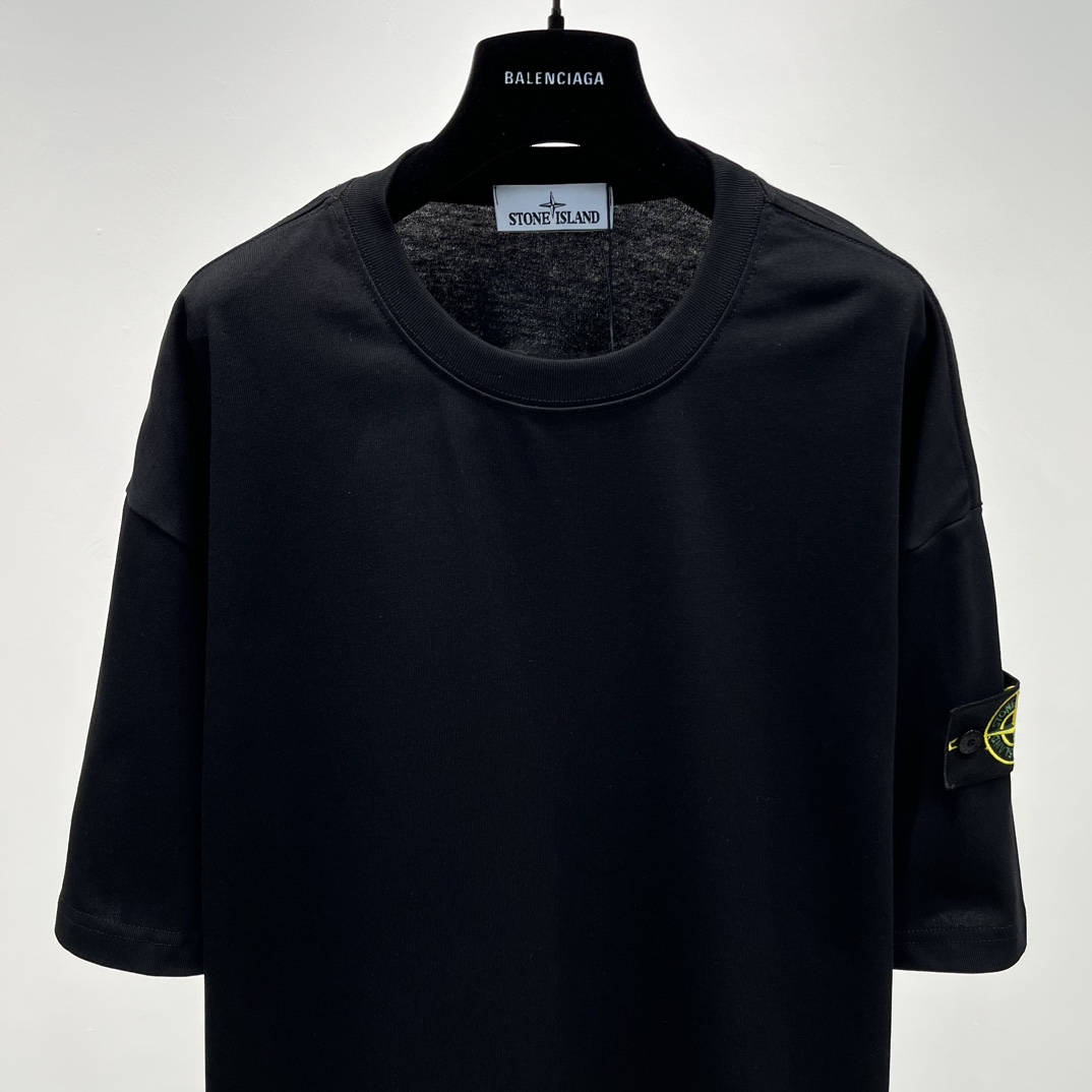 stone island t シャツコピー 半袖Tシャツ 純綿 シンプル 夏 新品 ゆったり 男女兼用 ブラック_4