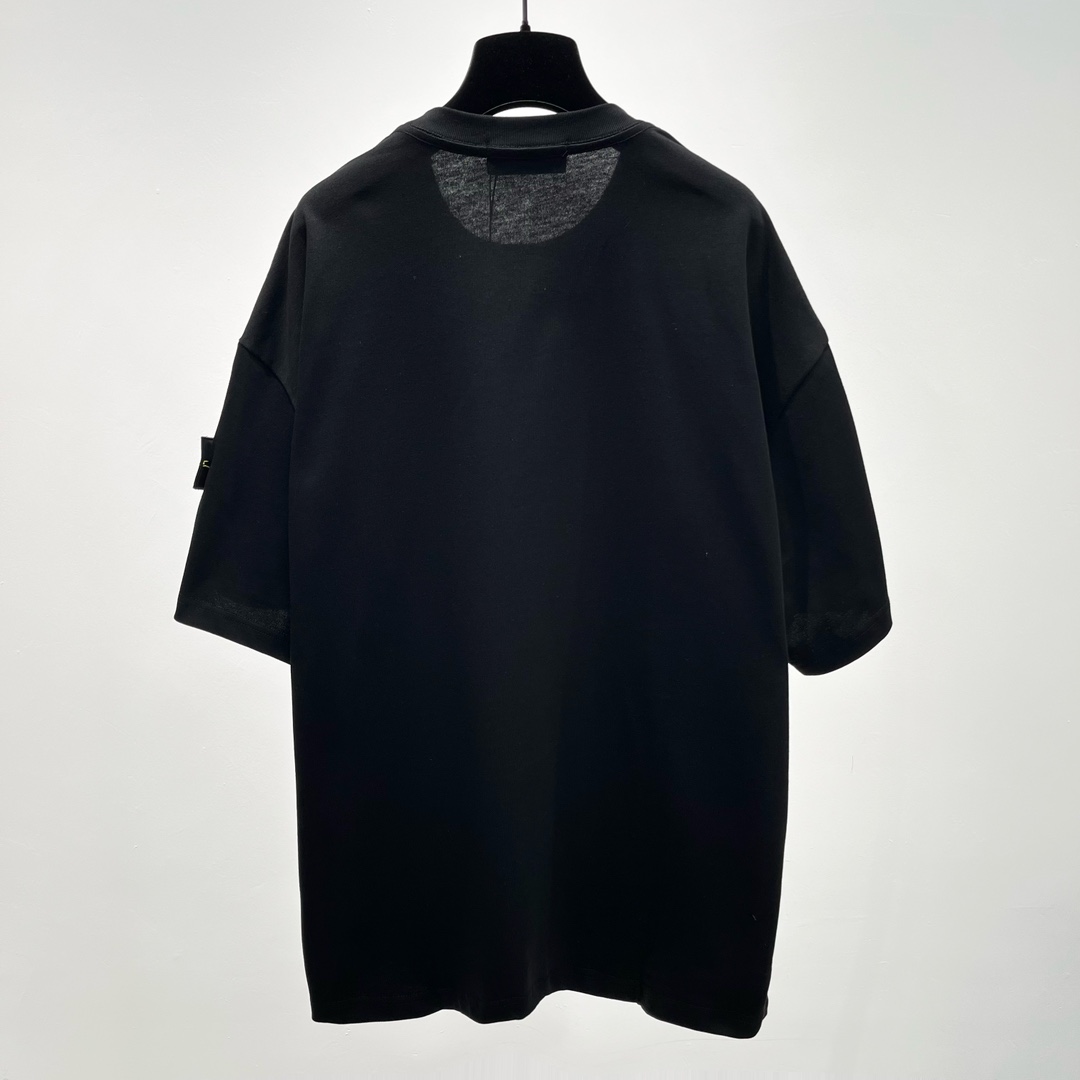 stone island t シャツコピー 半袖Tシャツ 純綿 シンプル 夏 新品 ゆったり 男女兼用 ブラック_5