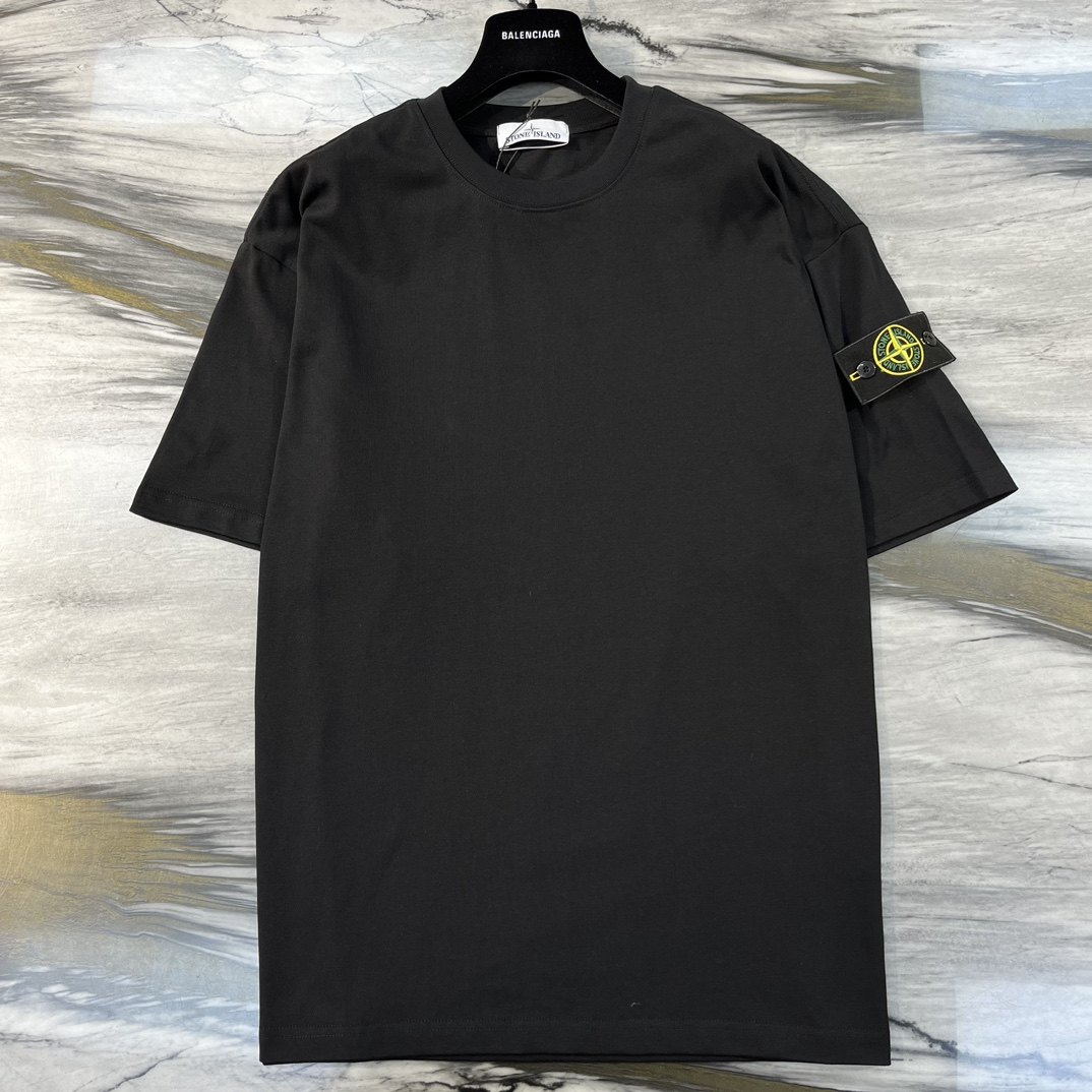 stone island t シャツコピー 半袖Tシャツ 純綿 シンプル 夏 新品 ゆったり 男女兼用 ブラック_6