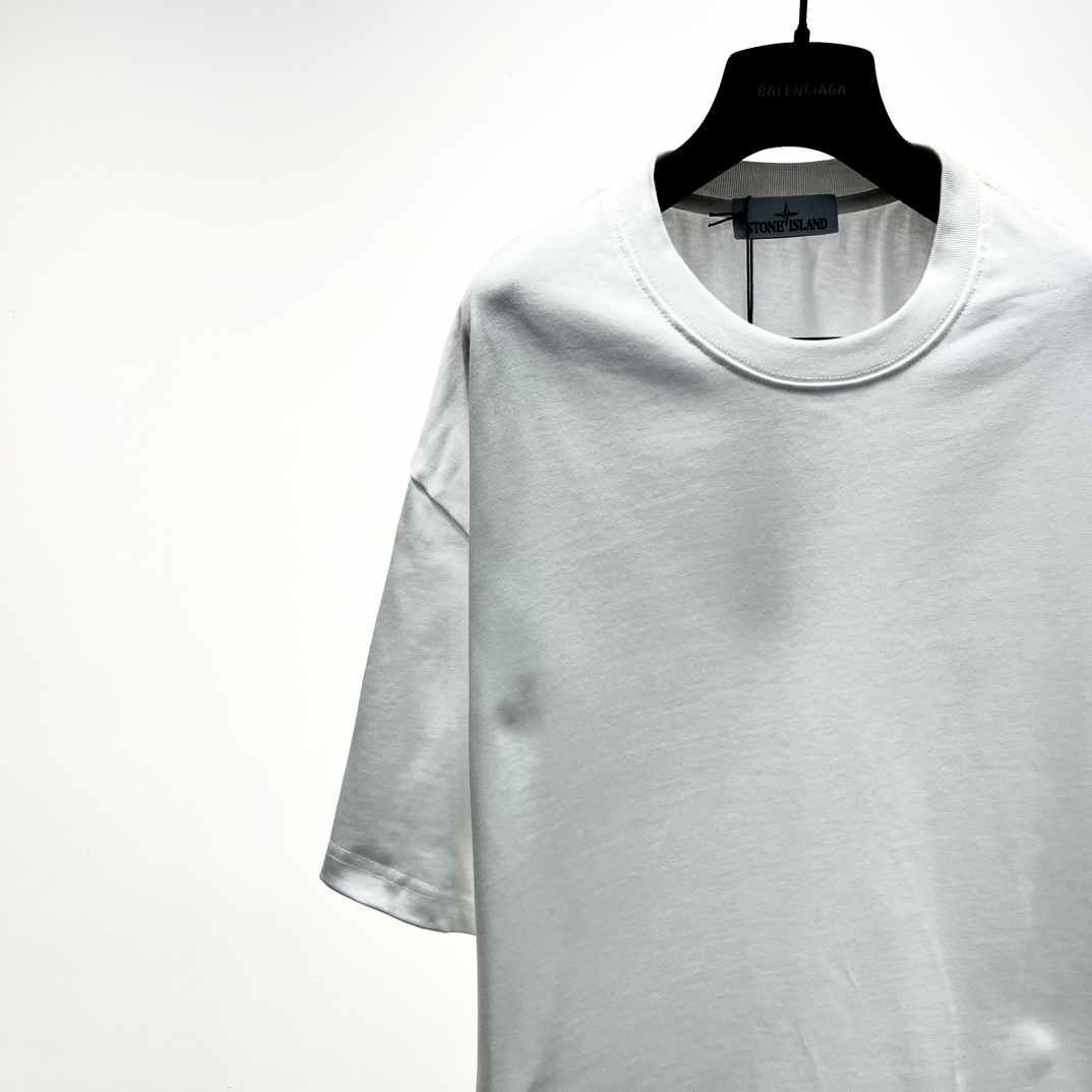 ストーン アイランド シャツスーパーコピー 半袖Tシャツ 純綿 シンプル 夏 新品 ゆったり 男女兼用 ホワイト_2