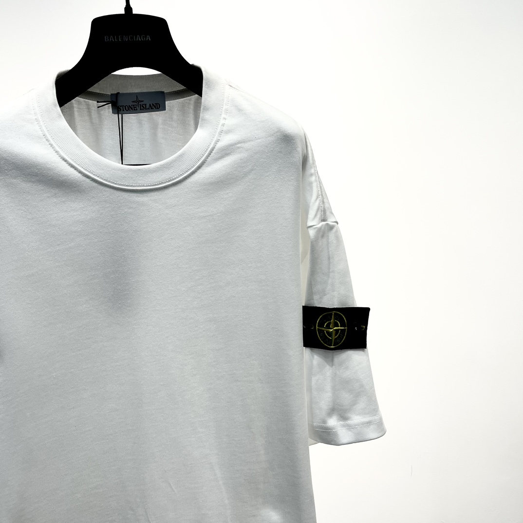 ストーン アイランド シャツスーパーコピー 半袖Tシャツ 純綿 シンプル 夏 新品 ゆったり 男女兼用 ホワイト_3