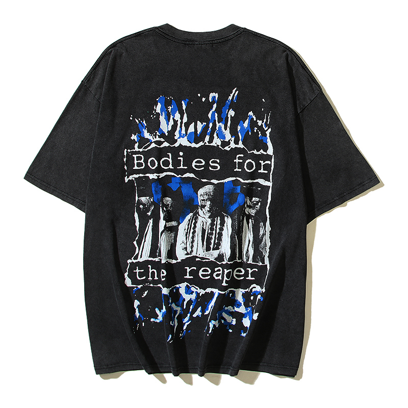 セントマイケルスーパーコピー半袖Tシャツコットンブラック柔らかい花柄ダメージ加工_5