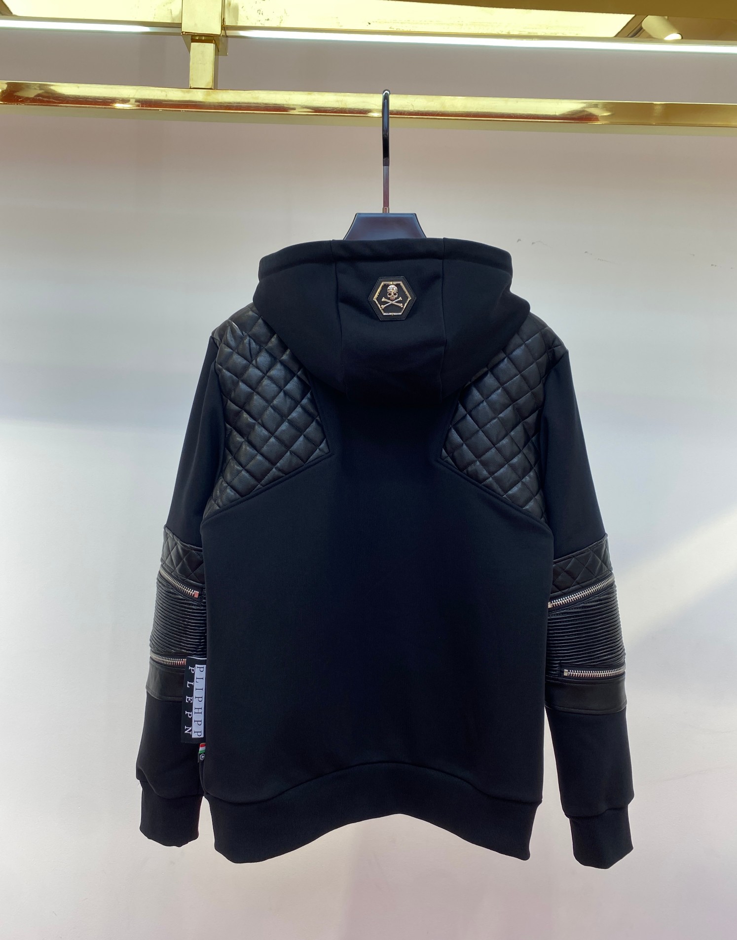 フィリッププレインアウター激安通販 暖かい 防寒 レザー ファッション ジャケット ブラック_2
