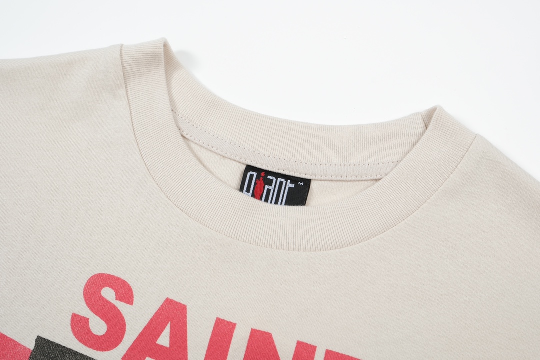 セントマイケル偽物コピー半袖Tシャツコットンホワイト柔らかい高級花柄ダメージ加工_3