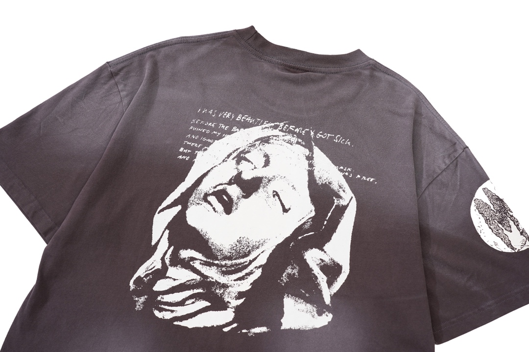セントマイケル2024新作コピー半袖Tシャツコットンブラック柔らかい高級花柄ダメージ加工_7