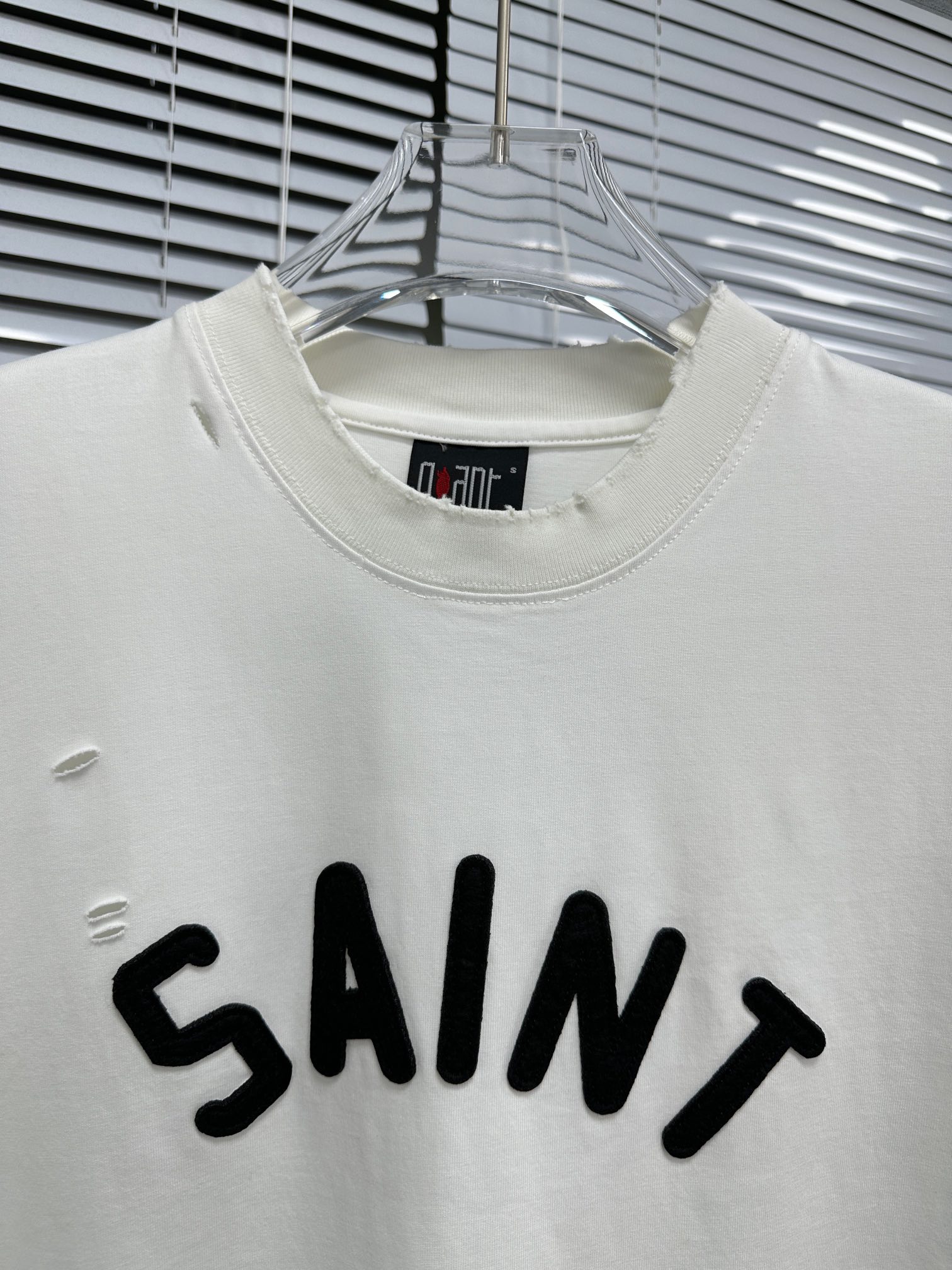 セントマイケルSAINTMICHAEL限定コピー半袖Tシャツコットンホワイト柔らかい高級花柄ダメージ加工_3