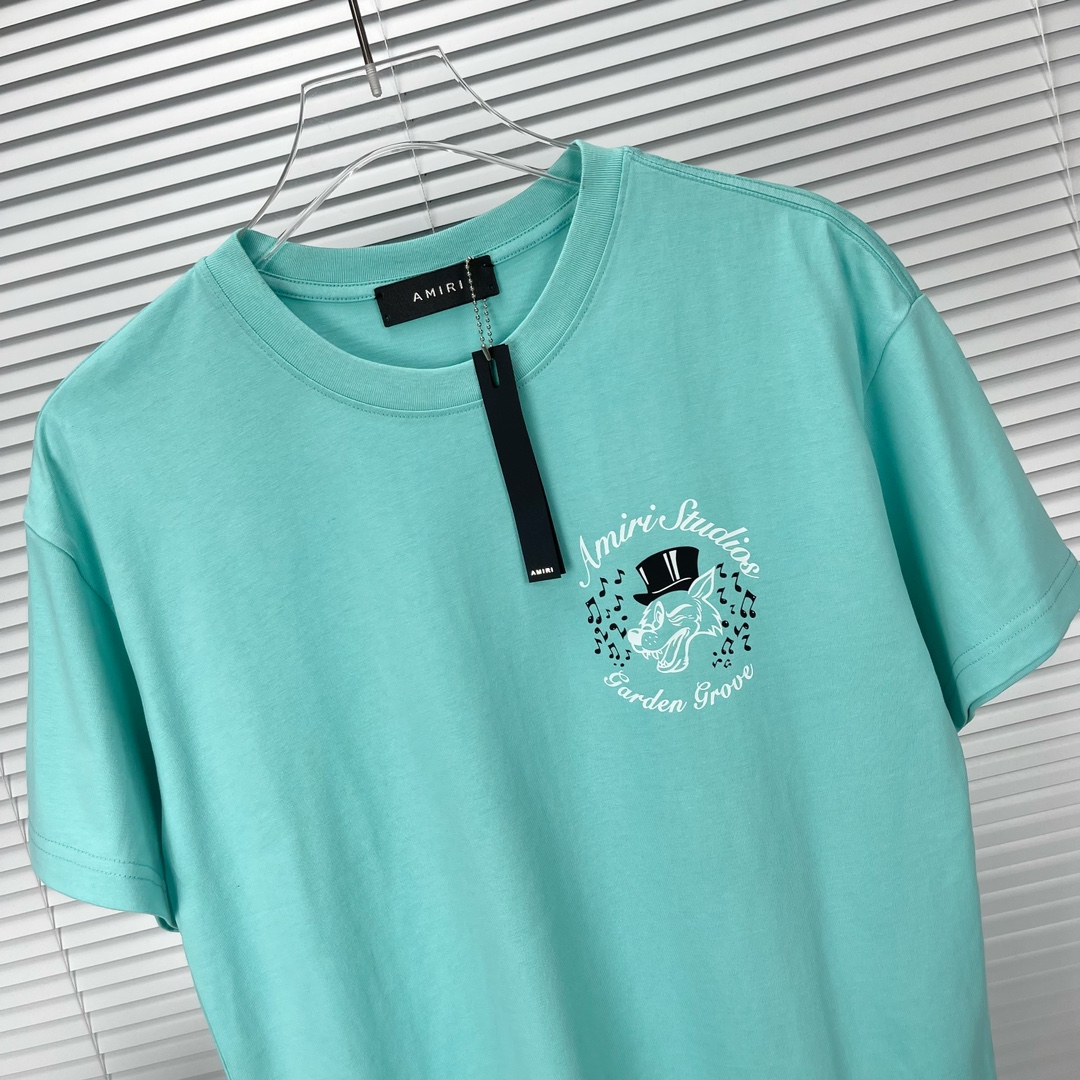 アミリtシャツ アミパリスーパーコピー 半袖 無地 純綿 Tシャツ 春夏服 通気性が良く 4色可選 ブルー_4