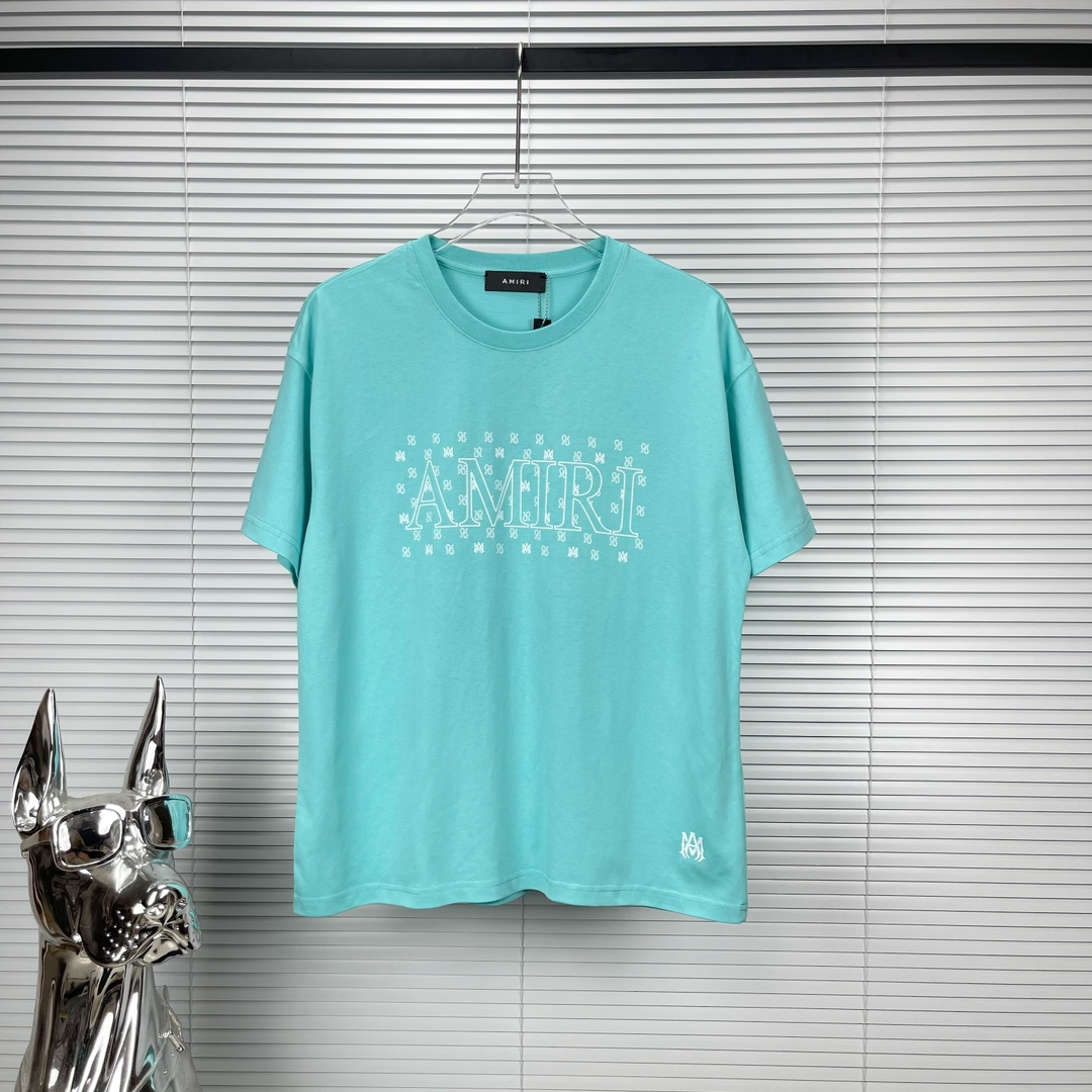 おすすめ！アミリアーミーセーターコピー 半袖Tシャツ 夏 綿 100% USA コットン お揃い 3色可選 ブルー_1