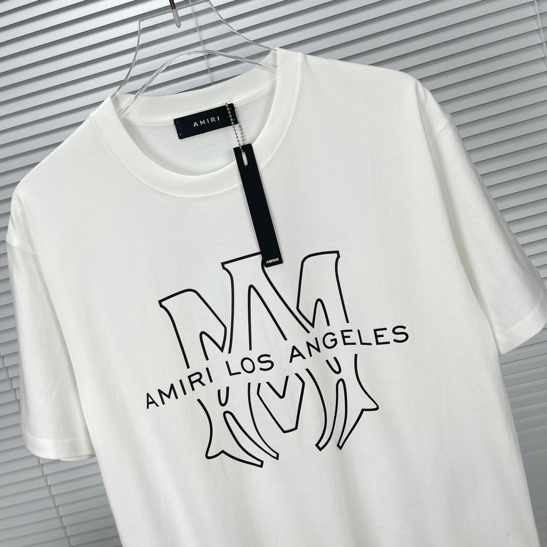 激安品！アミリtシャツたたみ偽物 半袖Tシャツ 夏 綿 100%  2色可選 ホワイト_4
