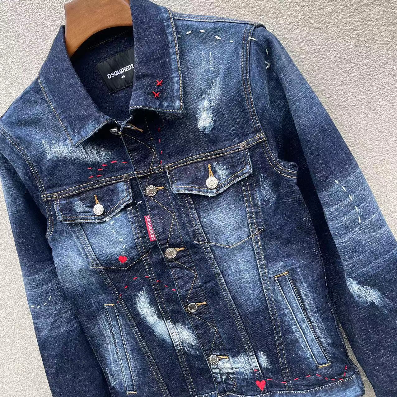ディー スクエアー ド ミリタリー ジャケット激安通販 デニム生地 秋服アウター ファッション ブルー_7