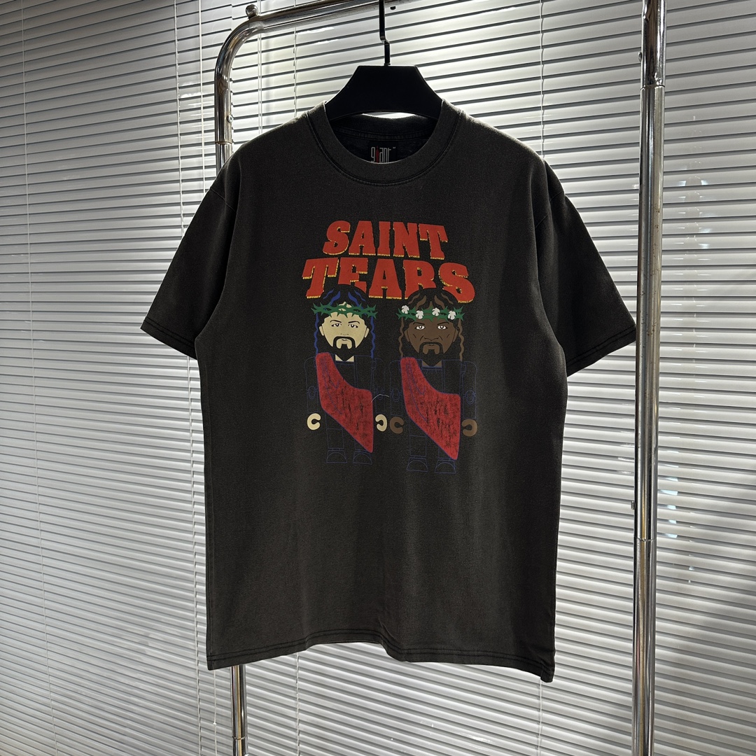セントマイケルSAINTMICHAEL限定スーパーコピー半袖Tシャツコットンブラック柔らかい高級花柄メンズ_1