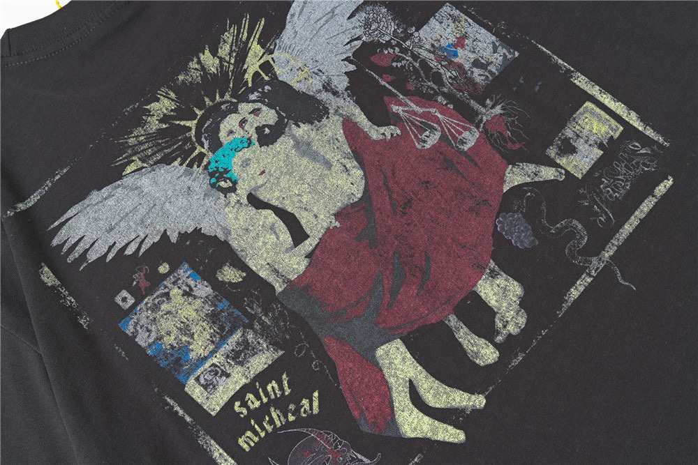 セントマイケルスーパーコピー半袖Tシャツコットンブラック柔らかい高級花柄_4