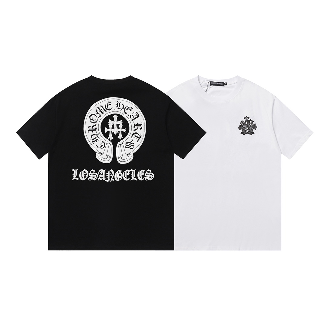 人気 HOT メンズ クロムハーツtシャツ激安通販 春夏 柔らかい シンプル トップス 新品 ホワイト_1