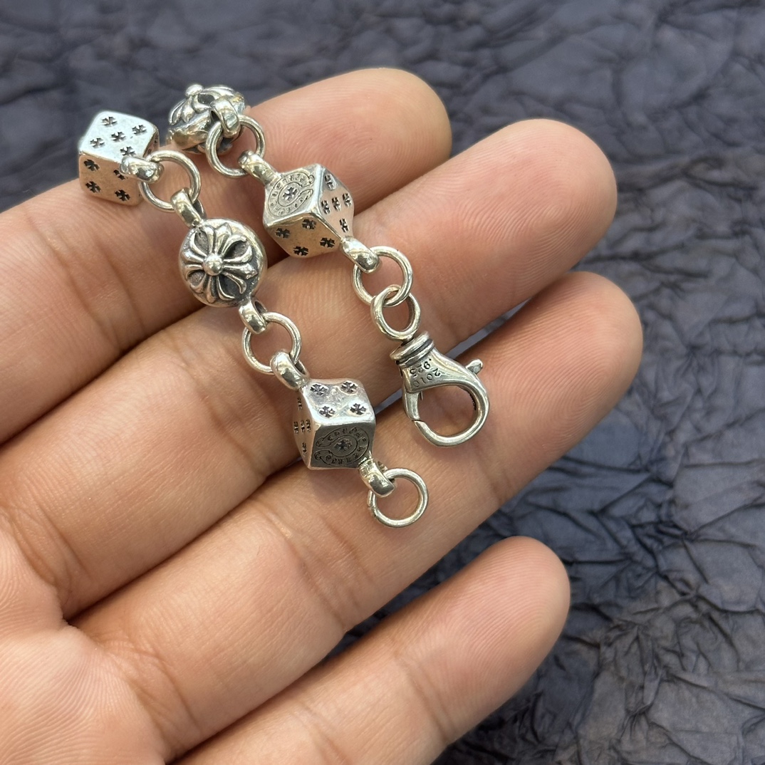 クロムハーツブレスレットメルカリ激安通販 精巧 ファッション サイコロ純銀 プレゼント 男女兼用 シルバー_3